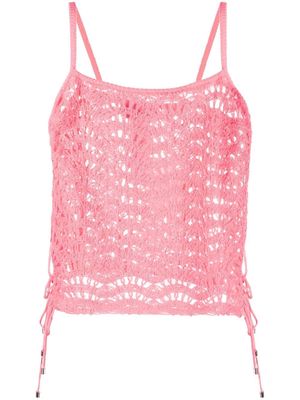 Blumarine crochet fringed cropped top - Pink