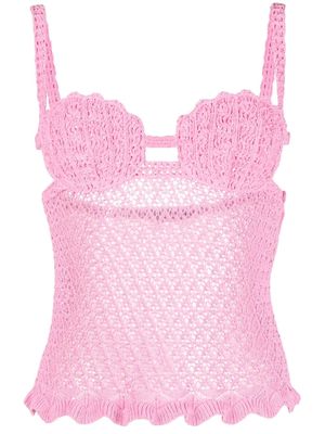 Blumarine crochet-knit sleeveless top - Pink