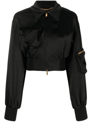 Blumarine cropped bomber jacket - Black