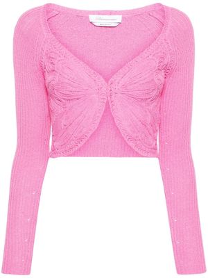 Blumarine cropped butterfly-knit cardigan - Pink