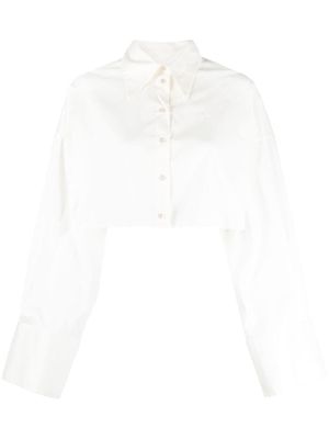 Blumarine cropped pointed-collar shirt - White