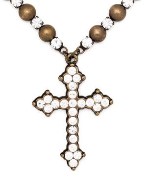 Blumarine crystal-embellished cross necklace - Neutrals