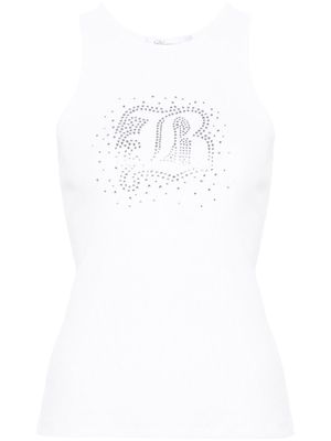 Blumarine crystal-embellished fine-ribbed top - White