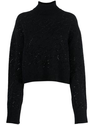 Blumarine crystal-embellished knitted jumper - Black