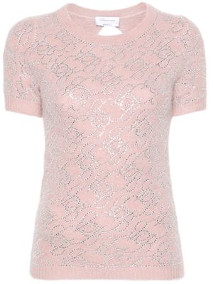 Blumarine crystal-embellished knitted top - Pink