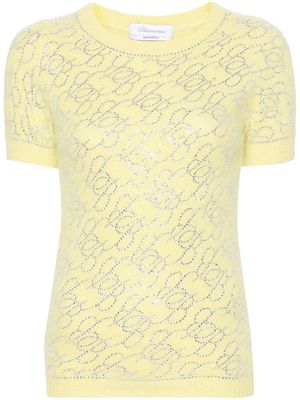 Blumarine crystal-embellished knitted top - Yellow