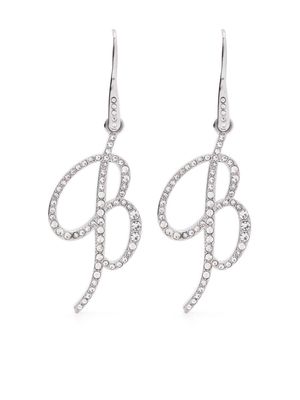 Blumarine crystal-embellished logo-pendant earrings - Silver