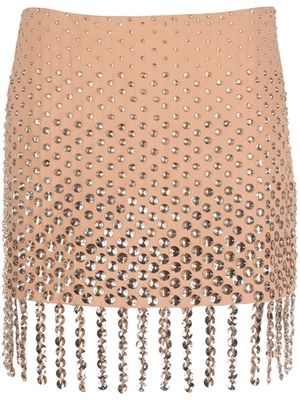 Blumarine crystal-embellished mini skirt - Neutrals