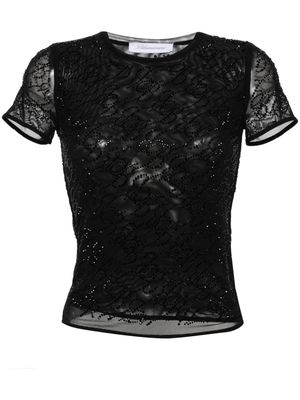 Blumarine crystal-embellished tulle T-shirt - Black