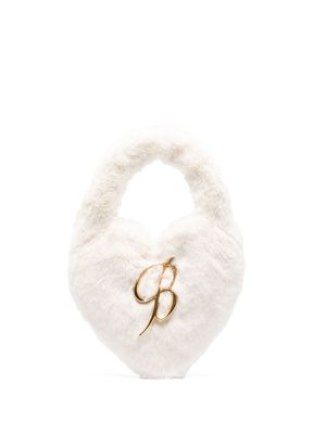 Blumarine Cutie faux-fur heart bag - Neutrals
