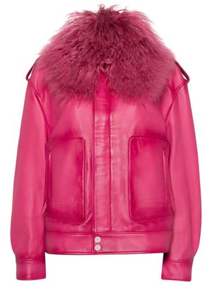Blumarine detachable-panel leather jacket - Pink