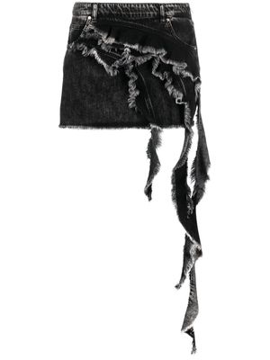 Blumarine draped-detail denim skirt - Black