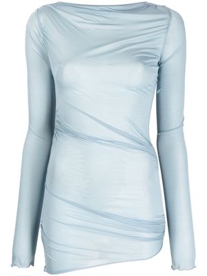 Blumarine draped long-sleeved top - Blue