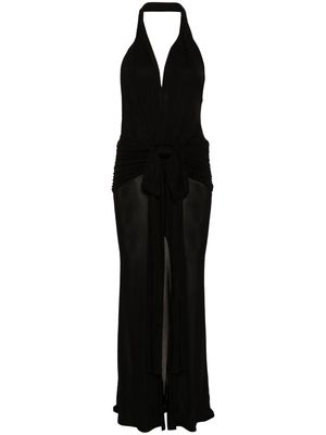 Blumarine draped sable-jersey maxi dress - Black