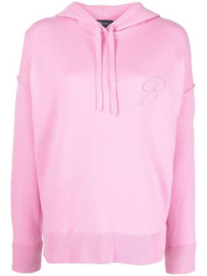 Blumarine drawstring knitted hoodie - Pink