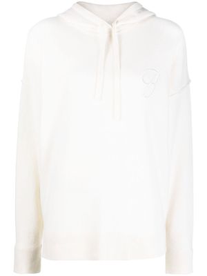 Blumarine drawstring knitted hoodie - White