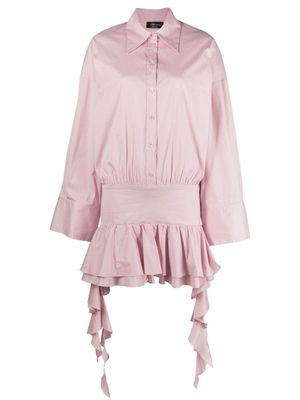 Blumarine dropped-waist ruffled shirtdress - Pink