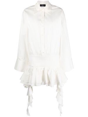 Blumarine dropped-waist ruffled shirtdress - White