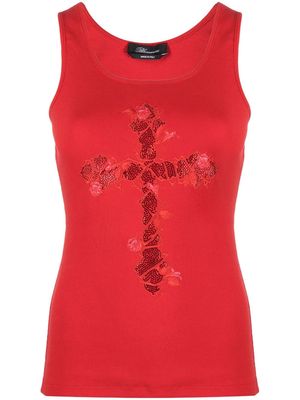 Blumarine embellished cotton tank top - Red