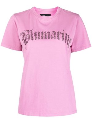 Blumarine embellished-logo cotton T-shirt - Pink