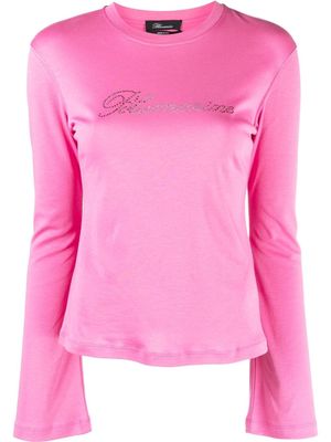 Blumarine embellished-logo T-shirt - Pink