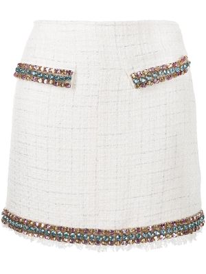Blumarine embellished tweed skirt - White
