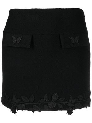 Blumarine embroidered-design fitted skirt - Black