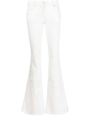 Blumarine embroidered-motif flared jeans - WHITE