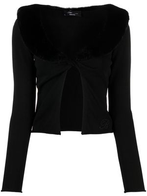 Blumarine faux-fur collar cardigan - Black