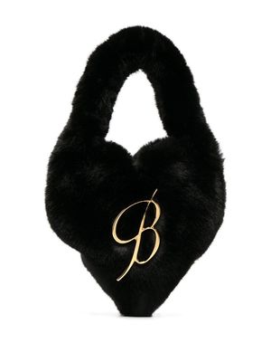 Blumarine faux-fur heart-shaped tote bag - Black