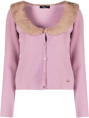 Blumarine faux-shearling cardigan - Pink