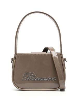 Blumarine flat-handle laminated mini bag - Brown