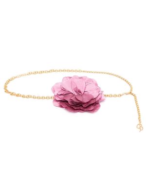 Blumarine floral-appliqué chain belt - Pink