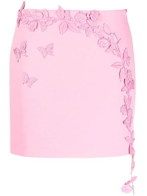 Blumarine floral-appliqué mini skirt - Pink