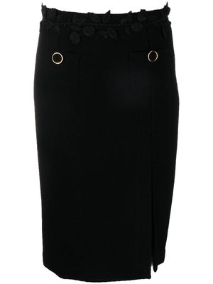 Blumarine floral-appliqué pencil skirt - Black