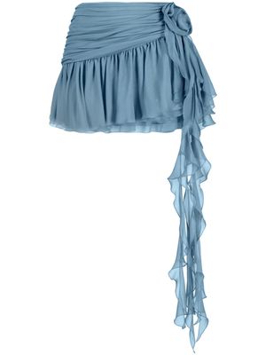 Blumarine floral-appliqué silk miniskirt - Blue