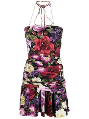 Blumarine floral-print fitted mini dress - Red