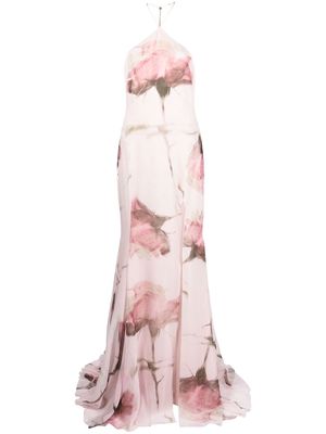 Blumarine floral-print halterneck gown - Pink