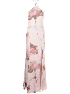 Blumarine floral-print halterneck silk maxi dress - Pink