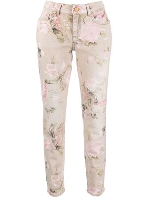 Blumarine floral print slim-fit jeans - Neutrals