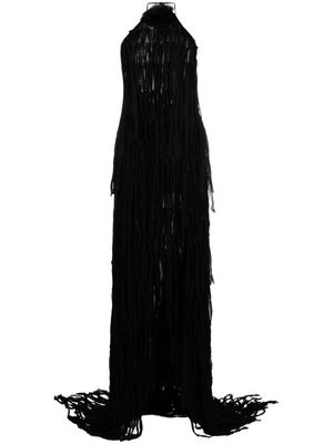 Blumarine fringe-design sleeveless maxi dress - Black