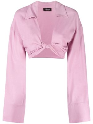 Blumarine front-knot cropped shirt - Pink
