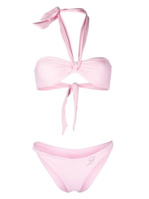 Blumarine front-tie swimsuit - Pink