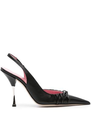 Blumarine gathered leather slingback pumps - Black