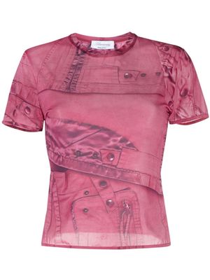 Blumarine graphic-print semi-sheer T-shirt - Pink