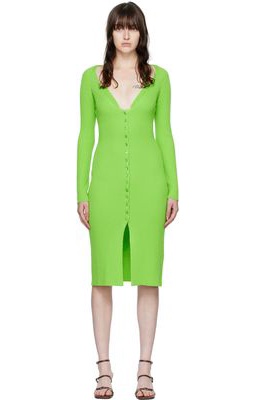 Blumarine Green Ribbed Midi Dress
