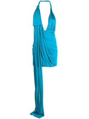 Blumarine halterneck ruched layered minidress - Blue