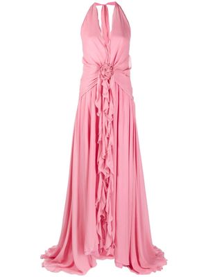 Blumarine halterneck silk maxi dress - Pink