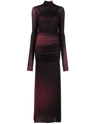 Blumarine high-neck ruched long dress - Red