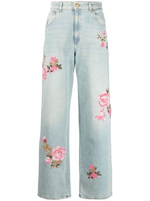 Blumarine high-rise floral-embroidered jeans - Blue